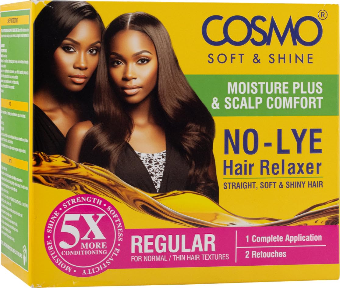 Moisture Plus & Scalp Comfort No-Lye Hair Relaxer Kit Regular 5X More Conditioning, 1 Complete Application, 2 Retouches
